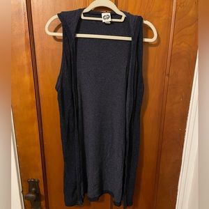 Long Blue Hooded Sweater Vest
